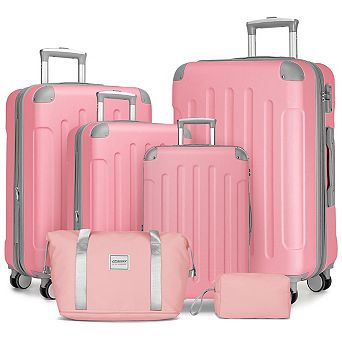 6 pc Luggage Set with Spinner Wheels, Travel Duffle & Toiletry Bag
