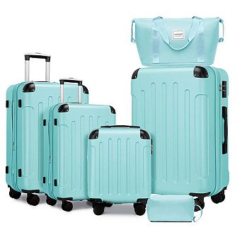 6 pc Luggage Set with Spinner Wheels, Travel Duffle & Toiletry Bag