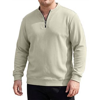 Men's Big & Tall Henley Neck Long Sleeve Quarter Zip Casual Sweatshirts