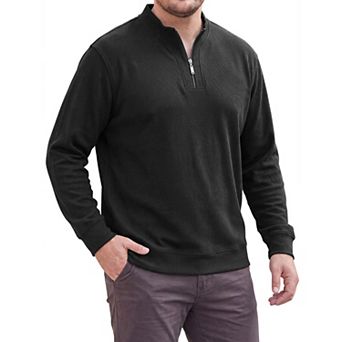 Men's Big & Tall Henley Neck Long Sleeve Quarter Zip Casual Sweatshirts