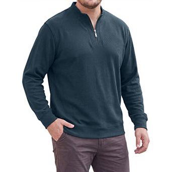 Men's Big & Tall Henley Neck Long Sleeve Quarter Zip Casual Sweatshirts