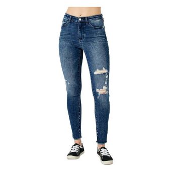 Full Size High Waist Distressed Skinny Jeans
