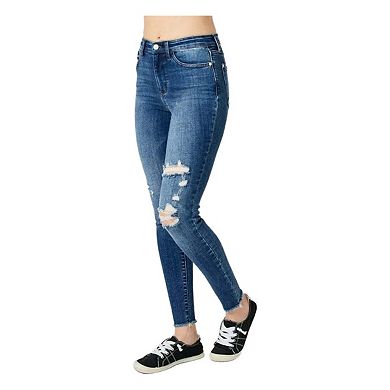Full Size High Waist Distressed Skinny Jeans