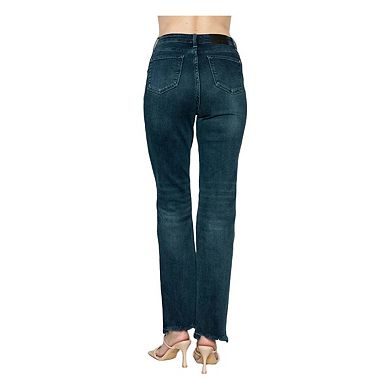 Full Size Button Fly Hem Destroy Straight Jeans