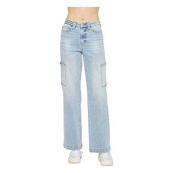 Full Size High Waist Straight Cargo Jeans