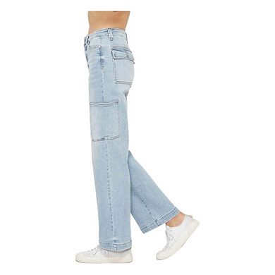 Full Size High Waist Straight Cargo Jeans
