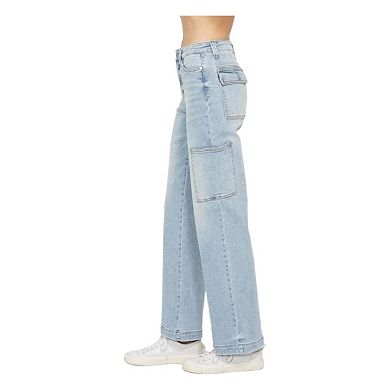 Full Size High Waist Straight Cargo Jeans