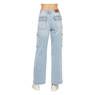 Full Size High Waist Straight Cargo Jeans