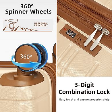 6 Piece Luggage Set with Spinner Wheels, Travel Duffle & Toiletry Bag