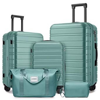 6 pc Luggage Set with Spinner Wheels, Travel Duffle & Toiletry Bag