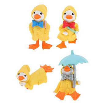 4 pc Raincoat Duck Figurines Realistic Design Playset Material Yellow