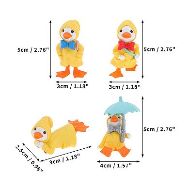 4Pcs Raincoat Duck Figurines Realistic Design Playset Material Yellow
