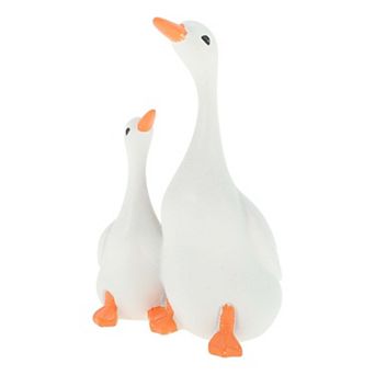 1 pc Garden Statue Miniature Small Mother-Baby Ducks Statue Outdoor Statue White