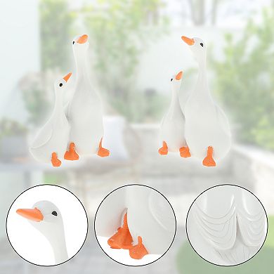 1Pc Garden Statue Miniature Small Mother-Baby Ducks Statue Outdoor Statue White S
