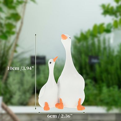 1Pc Garden Statue Miniature Small Mother-Baby Ducks Statue Outdoor Statue White S