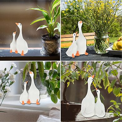 1Pc Garden Statue Miniature Small Mother-Baby Ducks Statue Outdoor Statue White S