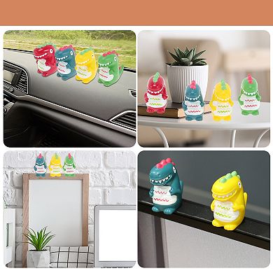 4Pcs Dinosaur Figurines Realistic Design Yellow Green Red Blue