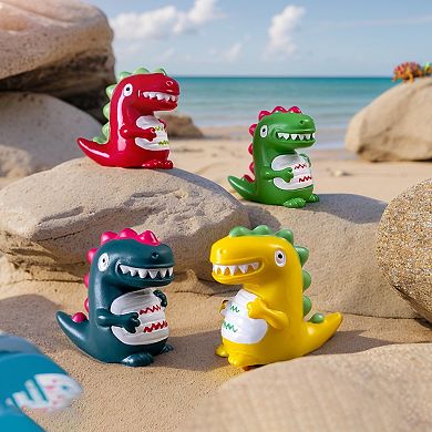 4Pcs Dinosaur Figurines Realistic Design Yellow Green Red Blue