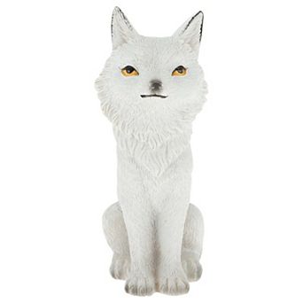 1 pc Garden Statue Miniature Sitting Arctic Fox-Design Statue Outdoor Statue White