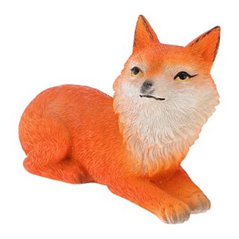 1 pc Garden Statue Miniature Lying Red Fox-Design Statue Outdoor Statue Orange Red