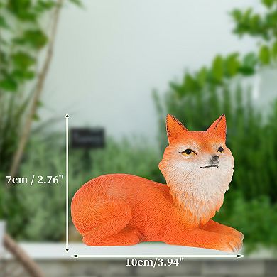1Pc Garden Statue Miniature Lying Red Fox-Design Statue Outdoor Statue Orange Red