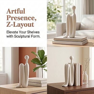 Abstract Human Figure Bookends Thinking Man Statue Decorative Book Ends Modern Resin Body for Office