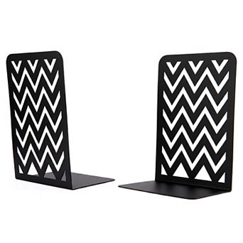 Modern Geometric Metal Bookends Decorative Book Ends for Shelves Non Skid Book Stopper 2 pc