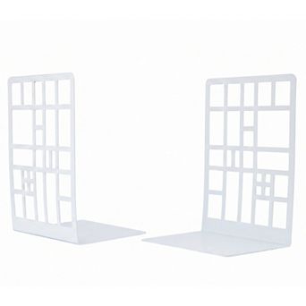 Modern Geometric Metal Bookends Decorative Book Ends for Shelves Non Skid Book Stopper 2 pc