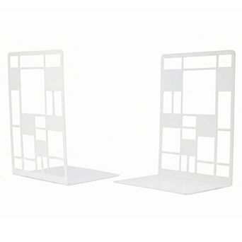 Modern Geometric Metal Bookends Decorative Book Ends for Shelves Non Skid Book Stopper 2 pc