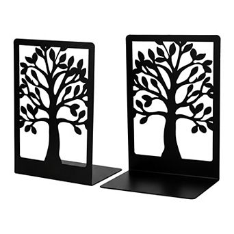 Decorative Metal Bookends Book Ends for Shelves Non Skid Hollow out Book Stopper for Home 2 pc