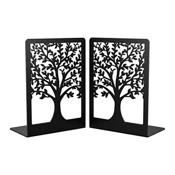 Decorative Metal Bookends Book Ends for Shelves Non Skid Hollow out Book Stopper for Home 2 pc
