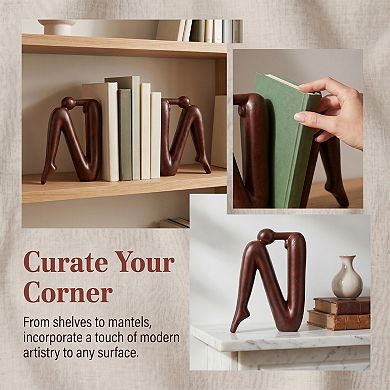 Abstract Human Figure Bookends Thinking Man Statue Book Ends 5.5"Lx2.4"Wx8.3"H