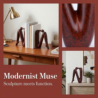 Abstract Human Figure Bookends Thinking Man Statue Book Ends 5.5"Lx2.4"Wx8.3"H