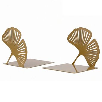 Decorative Metal Bookends Leaf Design Book Ends for Shelves Non Skid Botanical Book Stopper 2 pc
