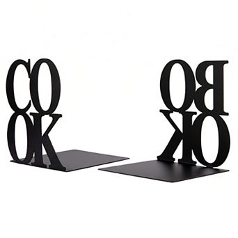 Decorative Metal Bookends Modern Geometric Book Ends for Shelves Non Skid Book Stopper for Home 2 pc