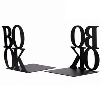 Decorative Metal Bookends Modern Geometric Book Ends for Shelves Non Skid Book Stopper for Home 2 pc