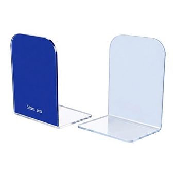Clear Acrylic Bookends for Shelves Book Ends Modern Non Skid Book Stopper for Home Decor 2 pc