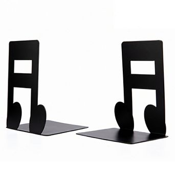 Musical Note Metal Bookends Decorative Book Ends for Shelves Non Skid Music Decor for Room 2 pc