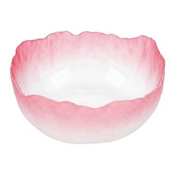 Elegant Pink Gradient Glass Bowl Small Aesthetic Salad Bowl Decorative Dessert Dish Trinket Tray