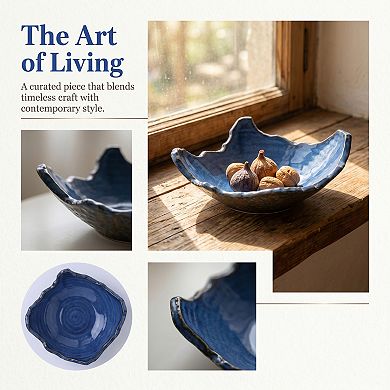 Irregular Ceramic Decorative Bowl Fruit Bowl for Kitchen Counter Modern Shape Centerpiece