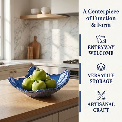 Irregular Ceramic Decorative Bowl Fruit Bowl for Kitchen Counter Modern Shape Centerpiece