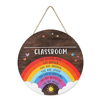 Small Wooden Welcome Sign Rustic Round Hanging Wall Decor for Home Office Lightweight Plaque