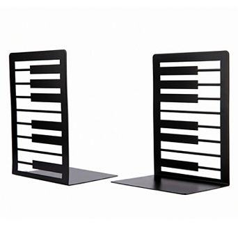 Musical Note Metal Bookends Decorative Book Ends Non Skid Music Decor 2 pc 4.7"Lx3.5"Wx6.7"H