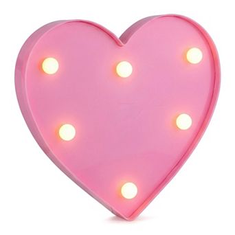 Small Heart Marquee Light Up Sign LED Decorative Heart Lamp for Bedroom Decor 6.5"Lx1"Wx5.9"H