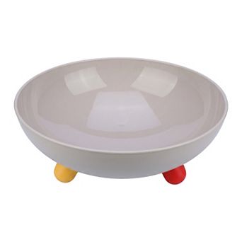 Large Round Pedestal Bowl Fluted Fruit Bowl for Kitchen Counter Modern Centerpiece Shatterproof Bowl