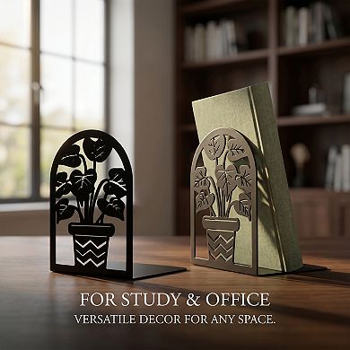 Decorative Metal Bookends Tree Design Book Ends Non Skid Forest Book Stopper 2Pcs 4.7"Lx3.5"Wx6.8"H