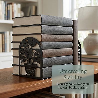 Decorative Metal Bookends Tree Design Book Ends Non Skid Forest Book Stopper 2Pcs 4.7"Lx3.5"Wx6.8"H