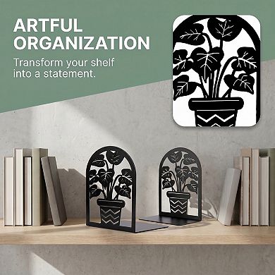 Decorative Metal Bookends Tree Design Book Ends Non Skid Forest Book Stopper 2Pcs 4.7"Lx3.5"Wx6.8"H