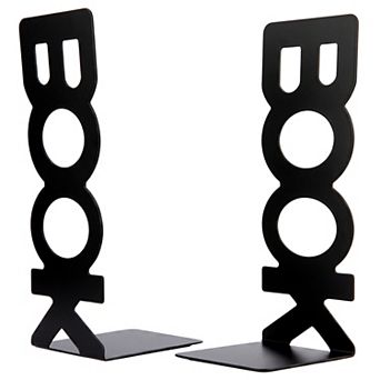 Decorative Metal Bookends Modern Geometric Book Ends Non Skid Book Stopper 2 pc 3"Lx3.1"Wx8.5"H
