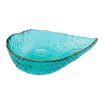 Elegant Glass Teardrop Decorative Bowl Small Gold Rim Dish Candy Bowl 6.5"Lx2"Wx2"H